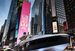 Azimut yacht in Times Square