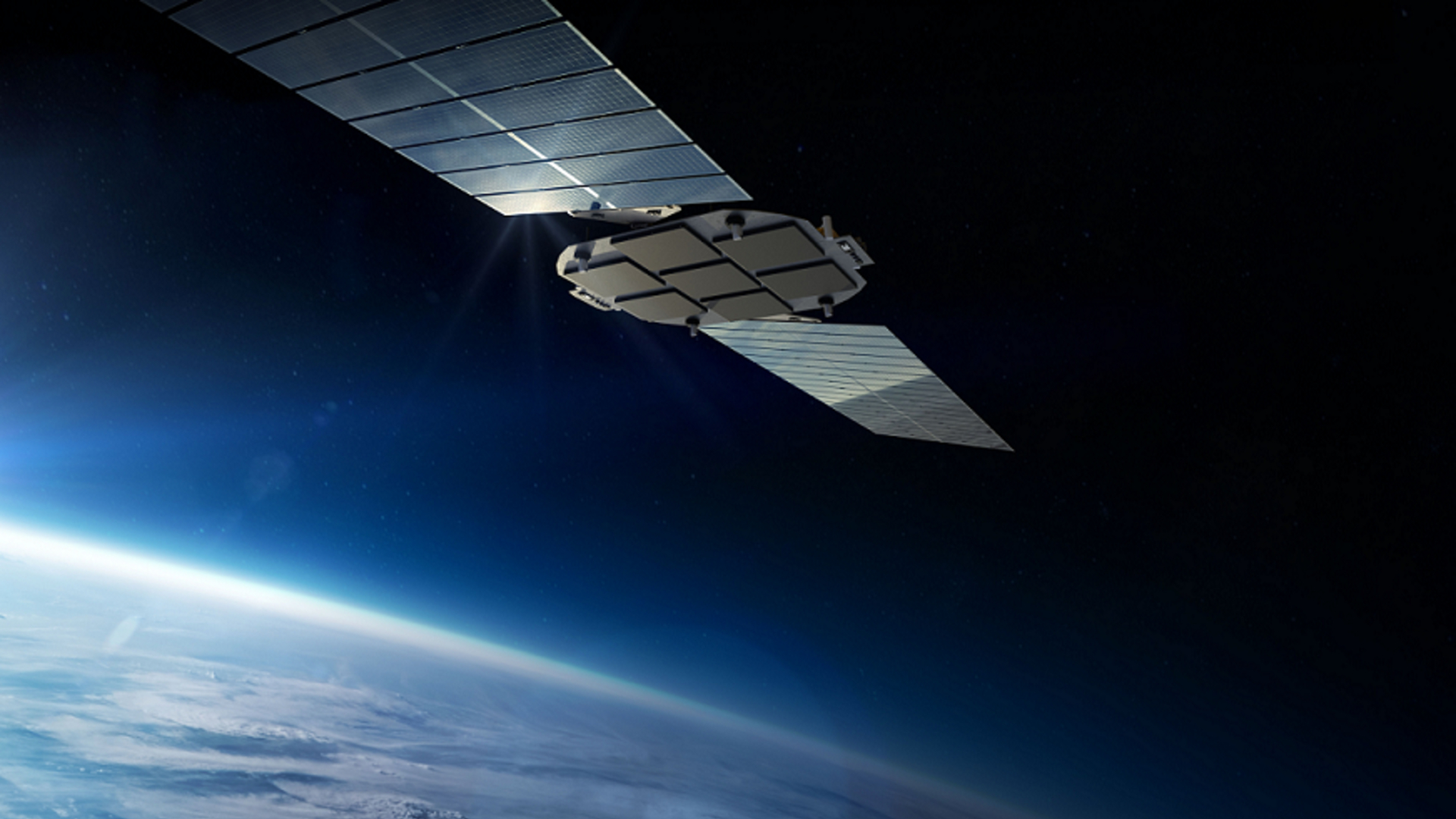 a flat satellite in earth orbit