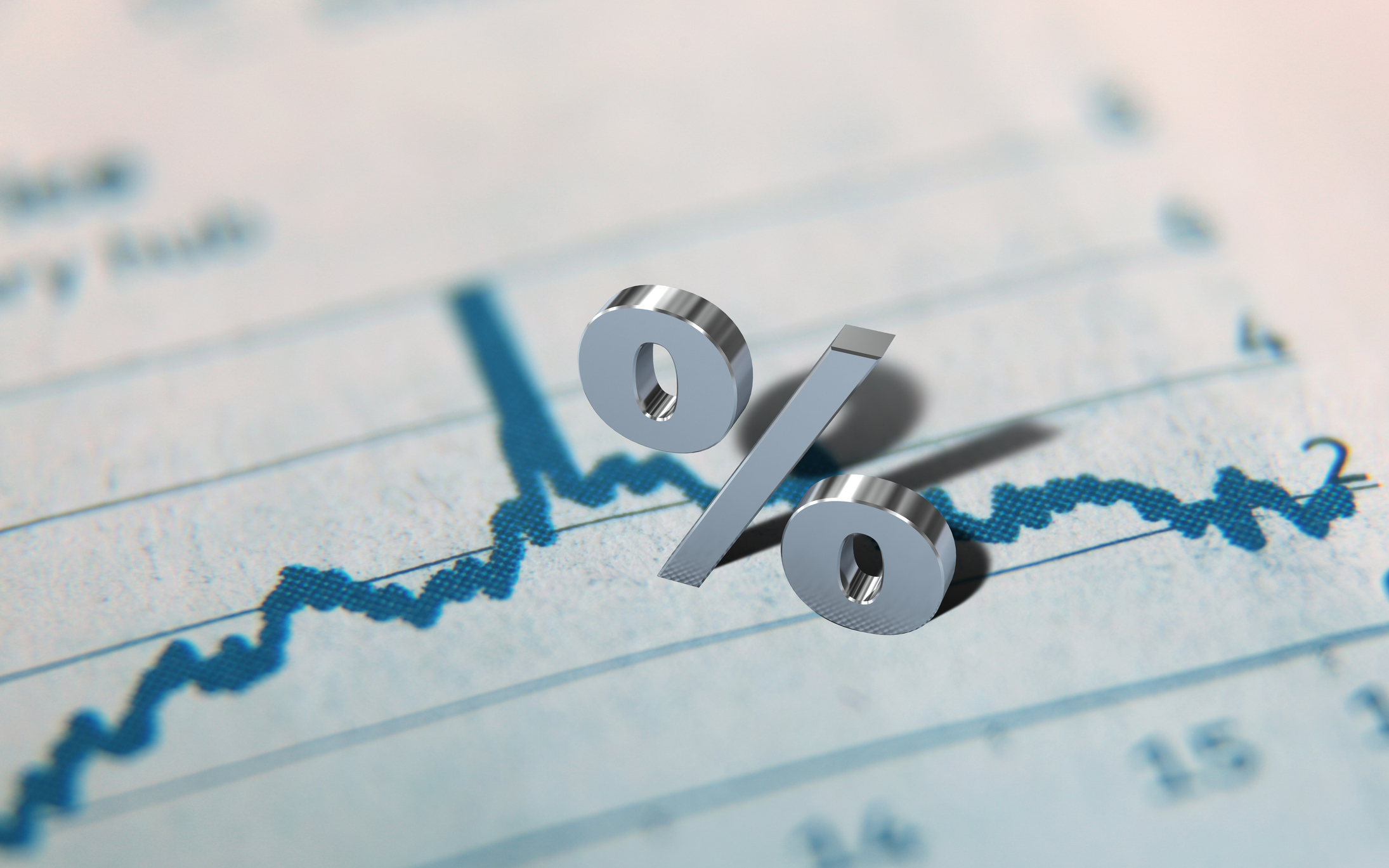 Percentage sign on financial chart indiciating bond yields