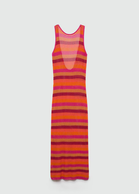 MANGO Striped Crochet Dress