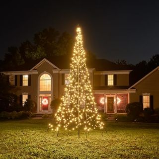 Fairybell - Outdoor LED Christmas Tree - Outdoor Christmas Decorations - Warm White - 640 LED Tree - 13ft - Pole Included