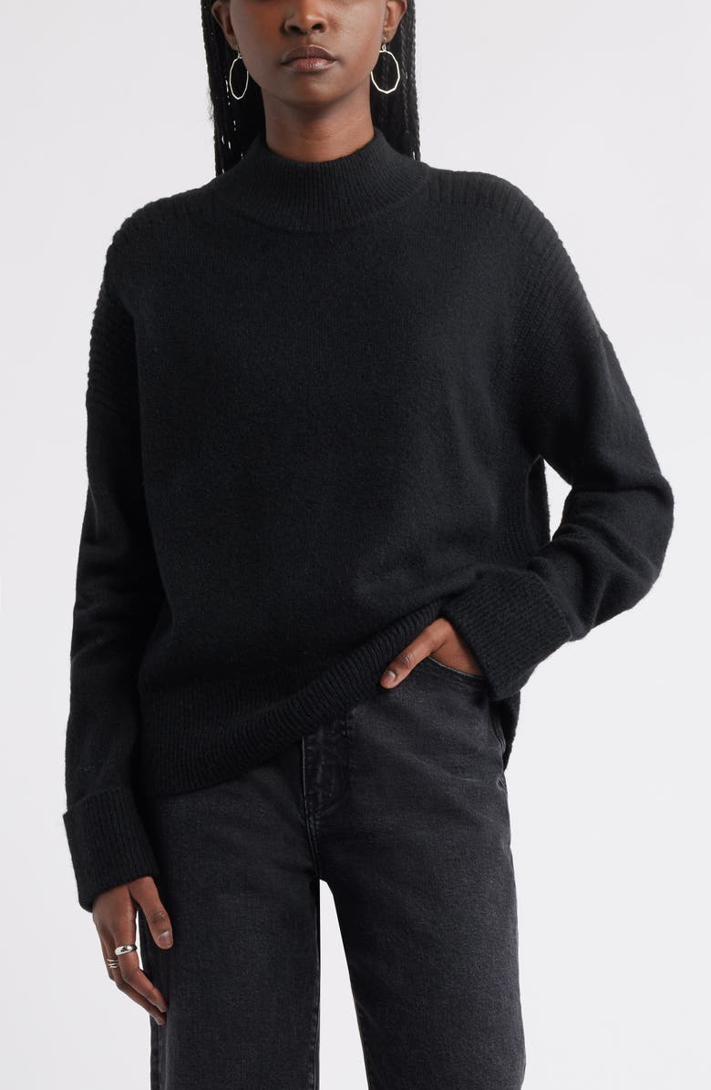 Rib Detail Mock Neck Sweater