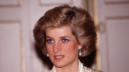 PARIS - NOVEMBER: Diana Princess of Wales at a dinner given by President Mitterand in November, 1988 at the Elysee Palace in Paris, France during the Royal Tour of France.Diana wore a dress designed by Victor Edelstein. (Photo by David Levenson/Getty Images)