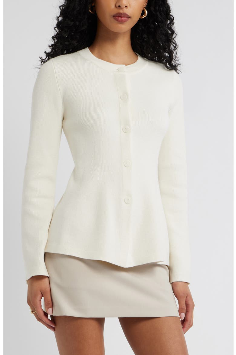 Button Front Peplum Cardigan