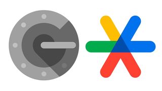 Google Authenticator apps - two different logos. One of the left showing the old grey app and one on the right consisting of three different lines in different colours