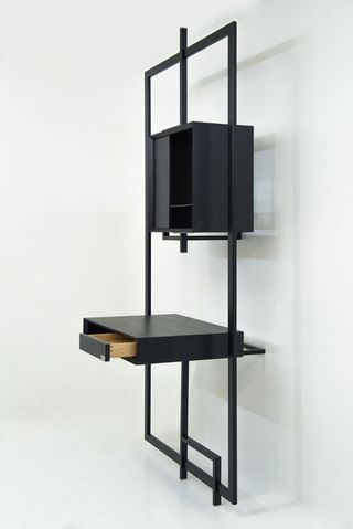 Black wooden wall-mounted system