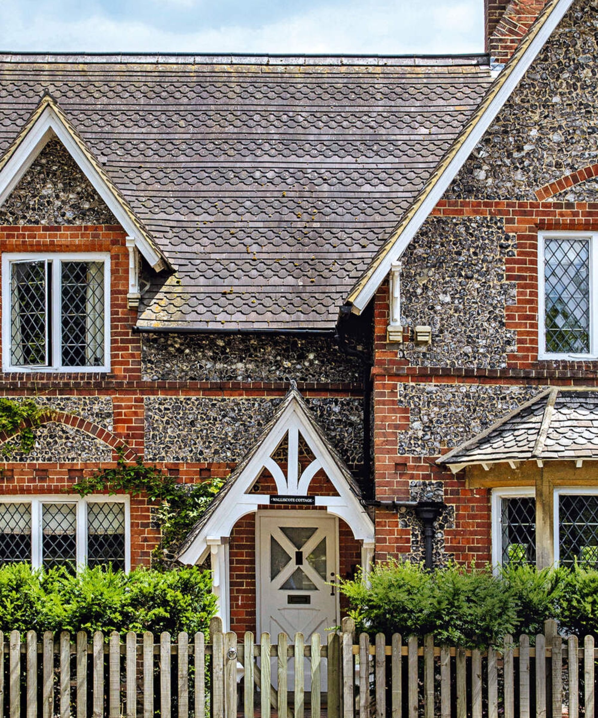 A brick and stone house exterior