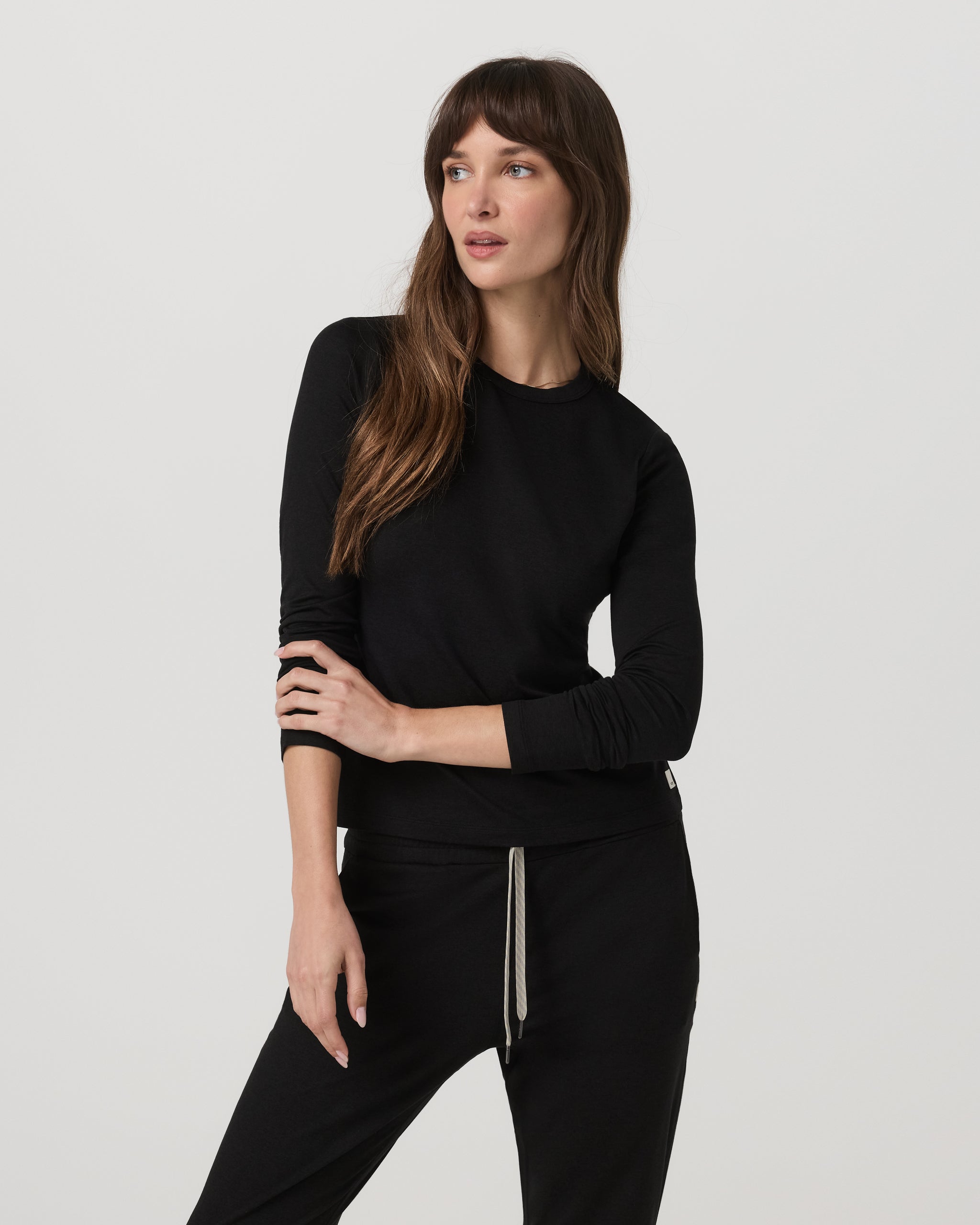 Long Sleeve Halo Essential Crew Tee - Black Heather - Xxs