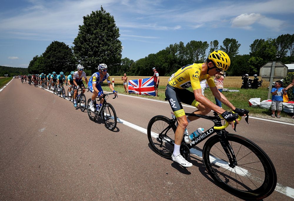 Chris Froome (Team Sky) gets a cheer from some British fans