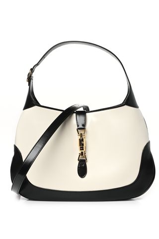 Gucci Boarded Dyana Lux Calfskin Bi-Color Medium Jackie 1961 Hobo Mystic White Black