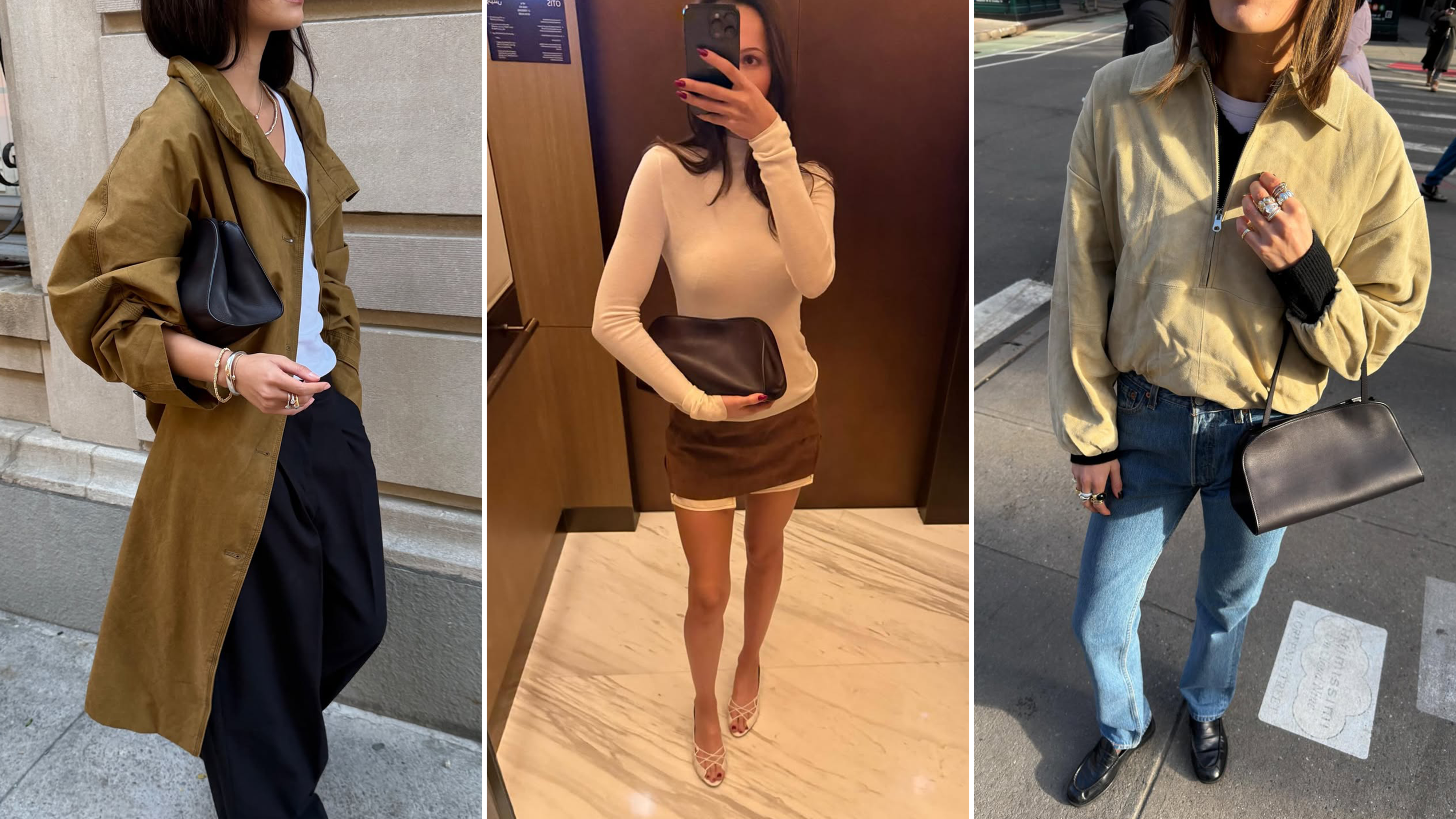 fashion influencers carrying The Row Peggy Clutch