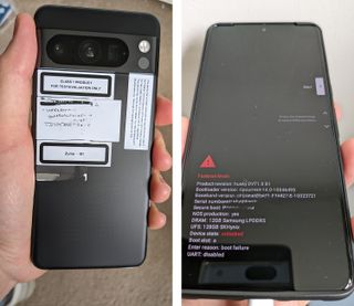 Leaked images of a Pixel 8 Pro prototype phone