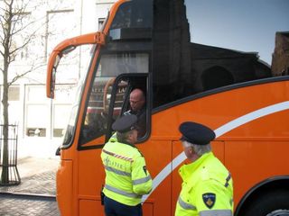 The Maastricht police checks out whether Rabobank's bus driver had a rough night... he passed the test