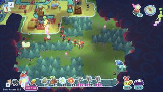 The player character followed by a line of villagers in Into the Emberlands.