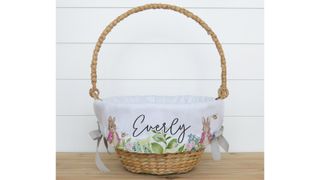 Etsy Flopsy Personalized Easter Basket Liner rabbits and greenery, one of w&h's personalized Easter baskets picks