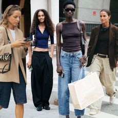 collage of women wearing fall outfits 
