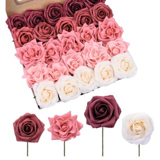 Pack of pink and white faux roses