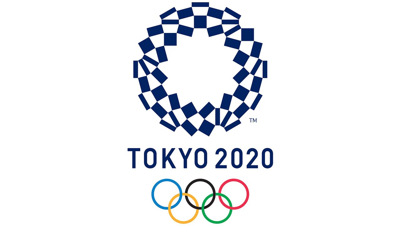 The Olympic rings are prominent in the Tokyo 2020 Olympics logo