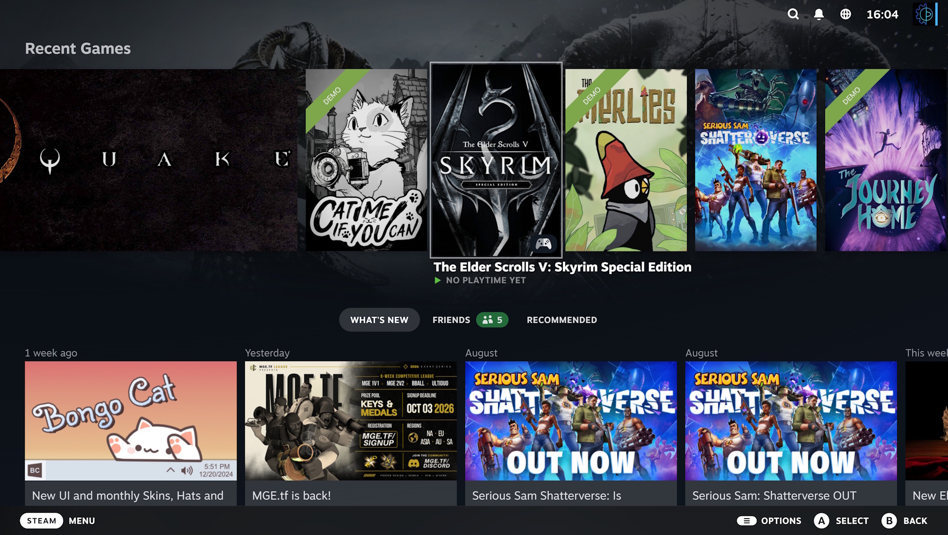 Steam Big Picture mode with Big Art Mode enabled