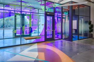 Entrance lobby of colourful Google office