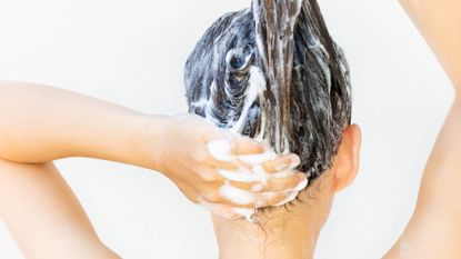 woman washing her hair