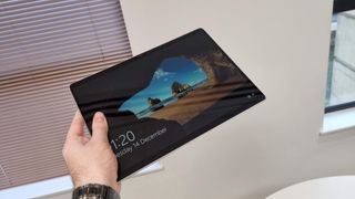 Surface Pro 8 in an office on a white table