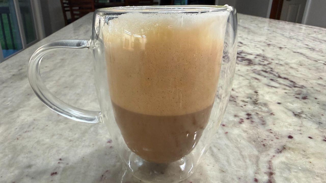 Braun OptiBrew Pro coffee shot and frothed milk