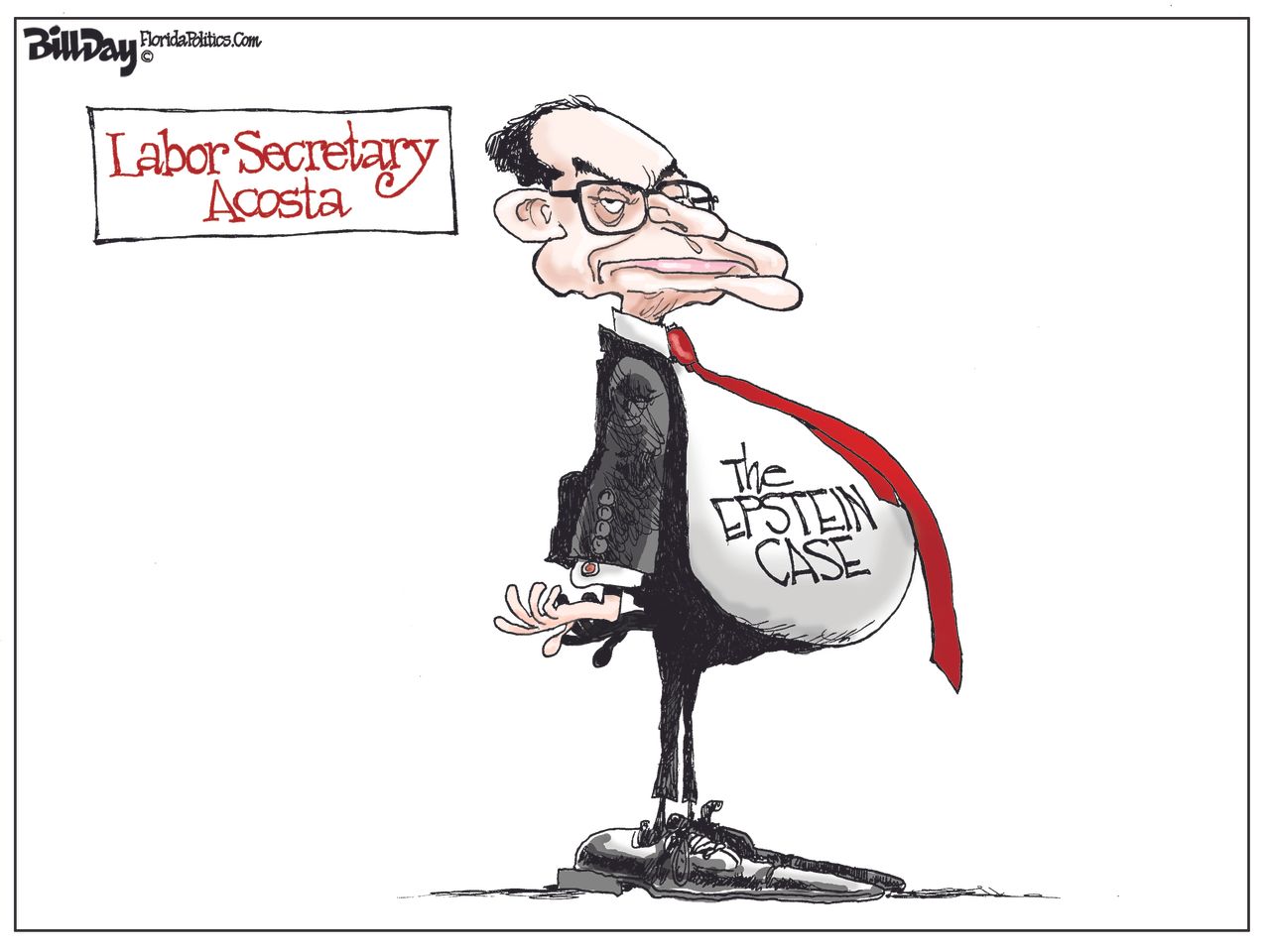 Political Cartoon U.S. Alex Acosta Epstein Case Secretary of Labor