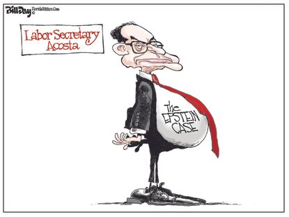 Political Cartoon U.S. Alex Acosta Epstein Case Secretary of Labor