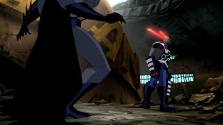 Darkseid shoots Omega Beams at Batman on Justice League Unlimited