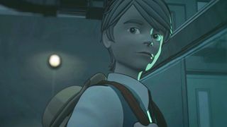 A young man looking at something in a mansion