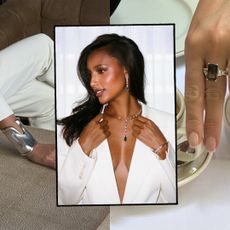 Collage of influencers and models wearing the best 2026 jewelry trends.