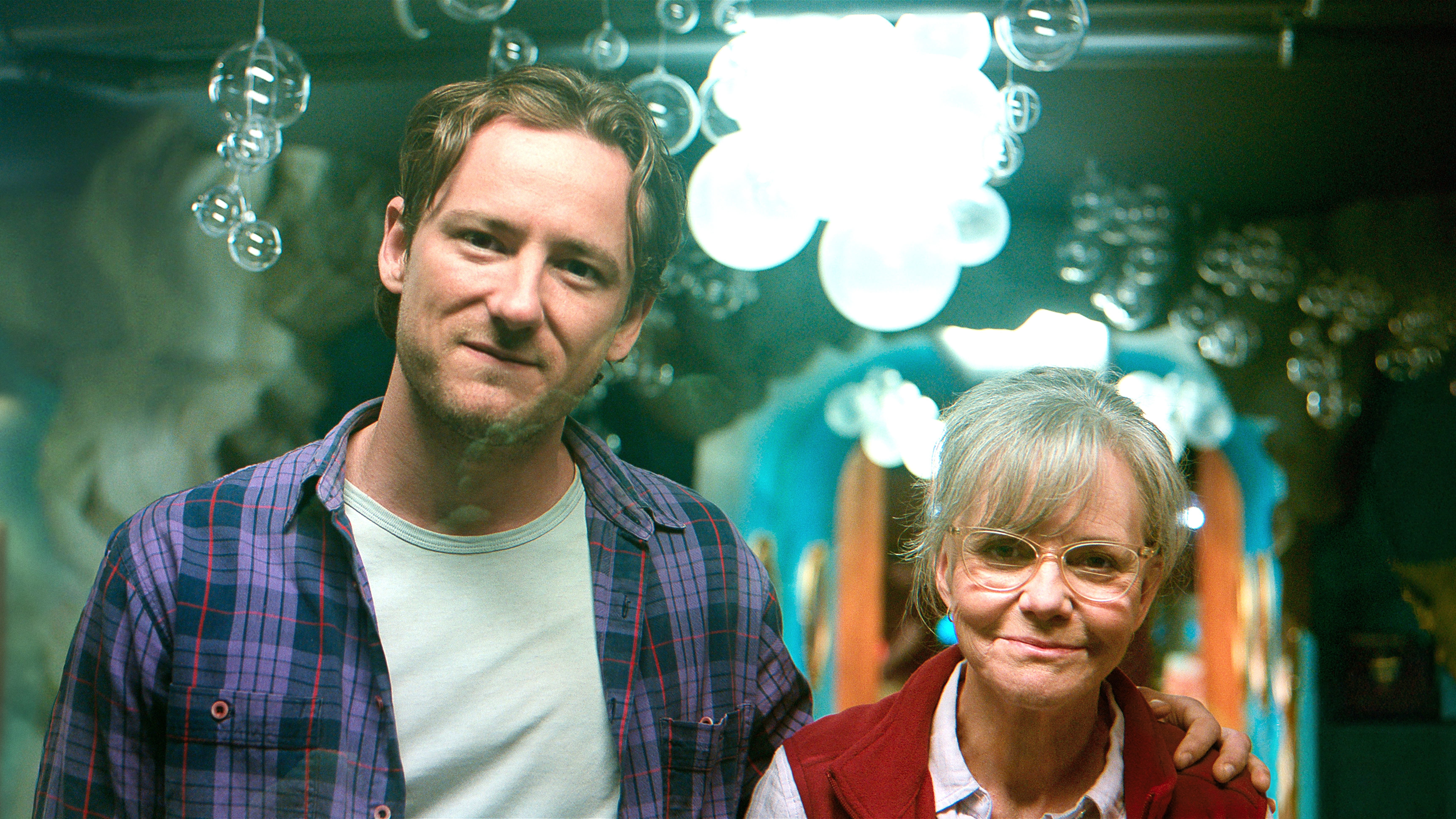 L-R: Cameron (Lewis Pullman) and Tova (Sally Field) in a scene from Netflix's "Remarkably Bright Creatures"