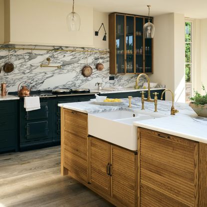 kitchen with wooden island