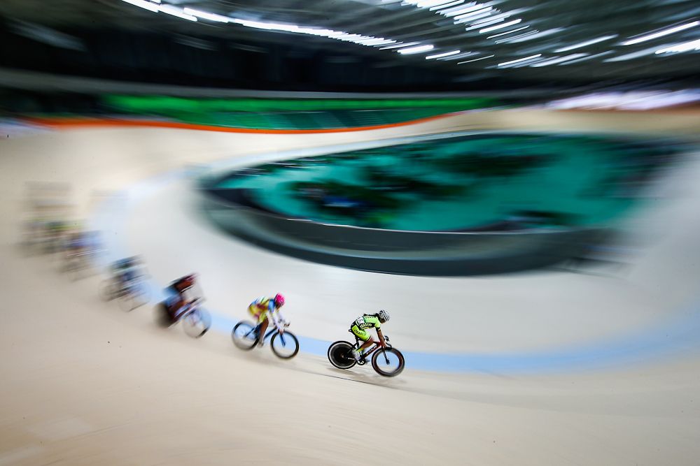 Cyclists train at the newly delivered Rio Olympic Velodrome at Olympic Park