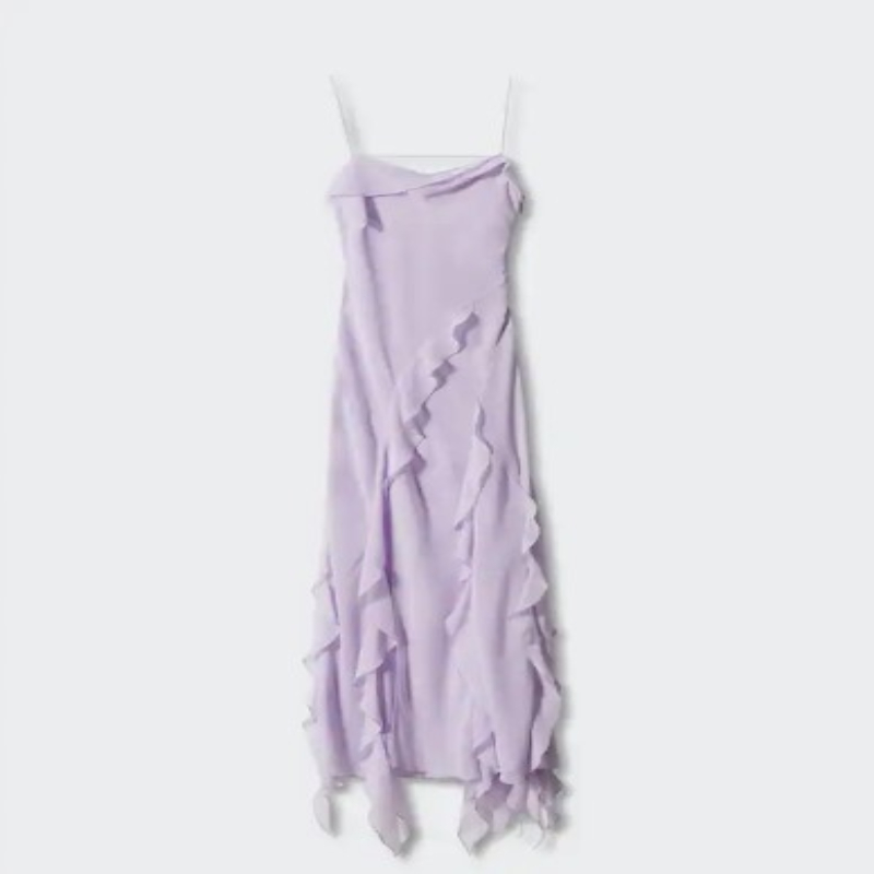 open lace back dress Harlow Blue & Purple Floral Ruffle Midi Dress