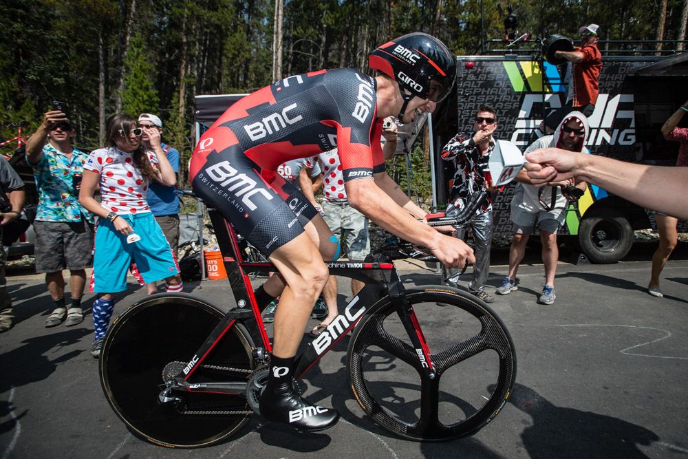 Taylor Phinney gets cheered up the climb