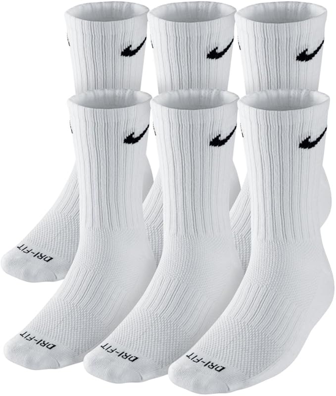 Nike, Nike Unisex Performance Cushion Crew Socks With Band (6 Pairs), White/black, Medium