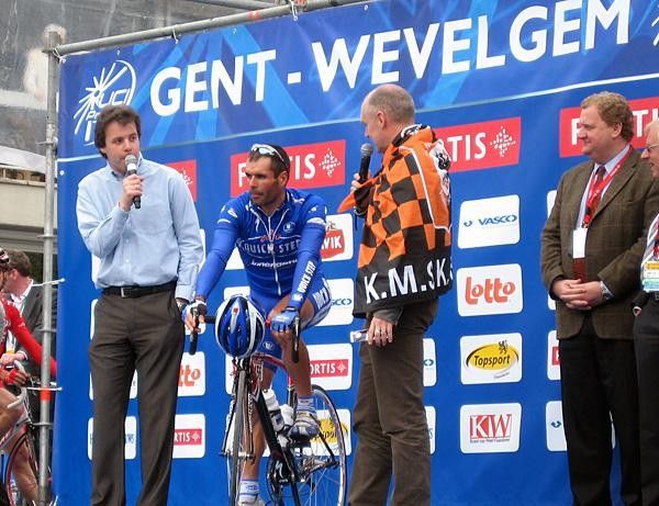 Peter Van Petegem (Quickstep) on the stage before the start of the 69th Gent-Wevelgem.