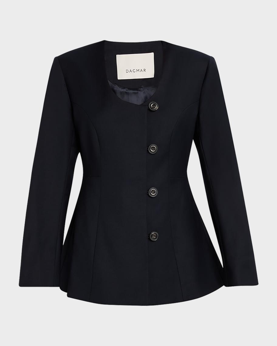 Collarless Sculpted Blazer