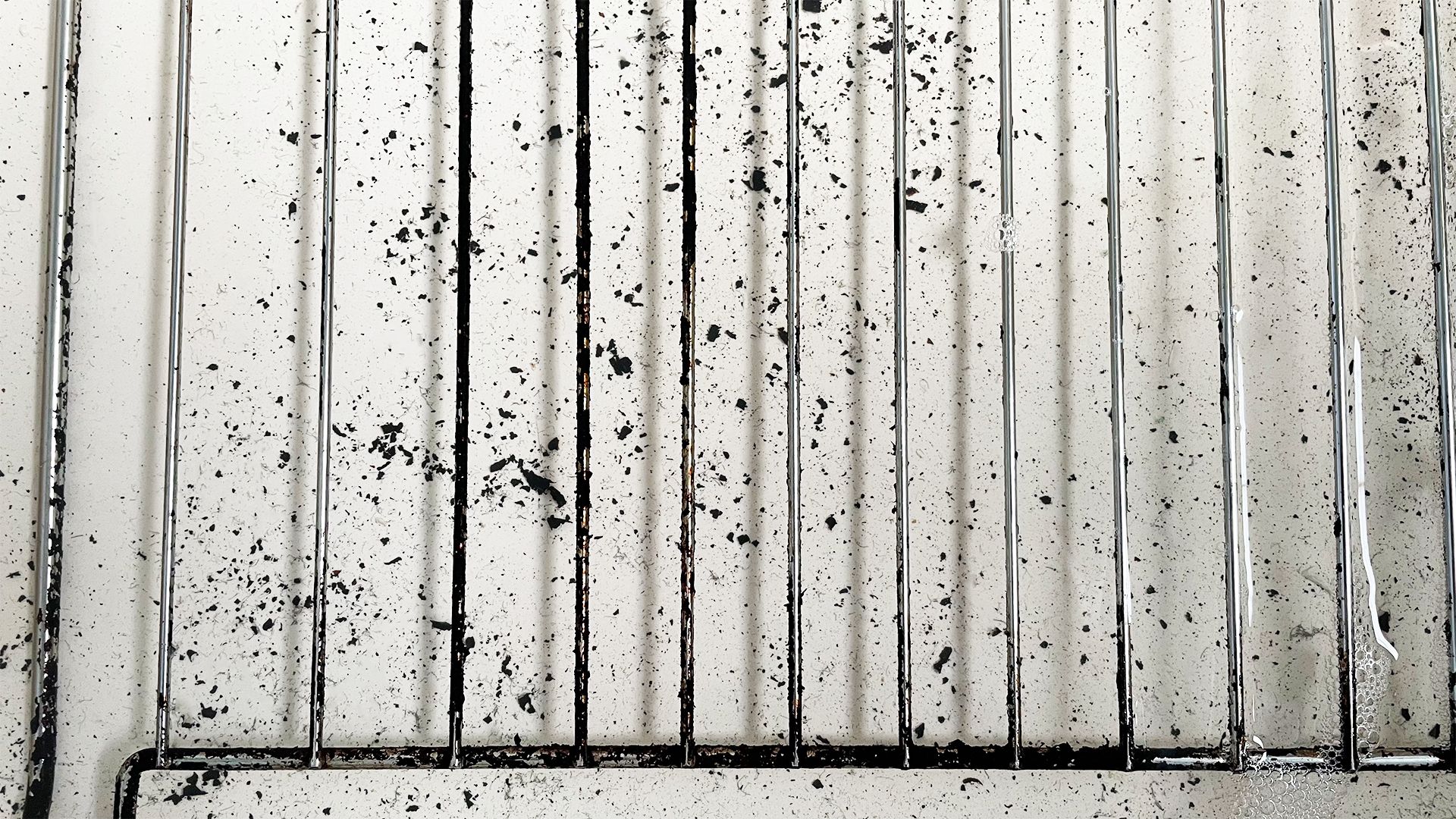Dirty oven racks submerged in water soaking off the grease