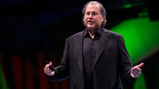 Marc Benioff, chief executive officer of Salesforce, speaks during a keynote at the 2024 Dreamforce conference in San Francisco, California, US, on Tuesday, Sept. 17, 2024.