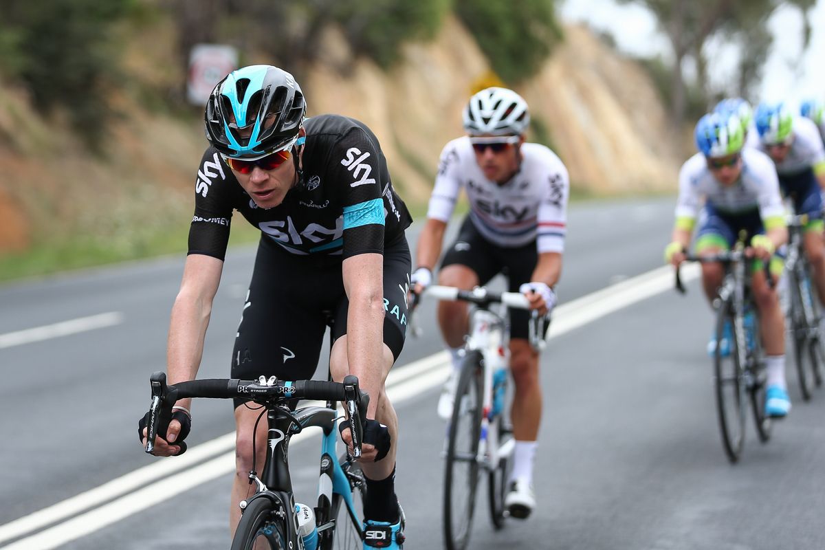 Chris Froome leads Peter Kennaugh (Team Sky)