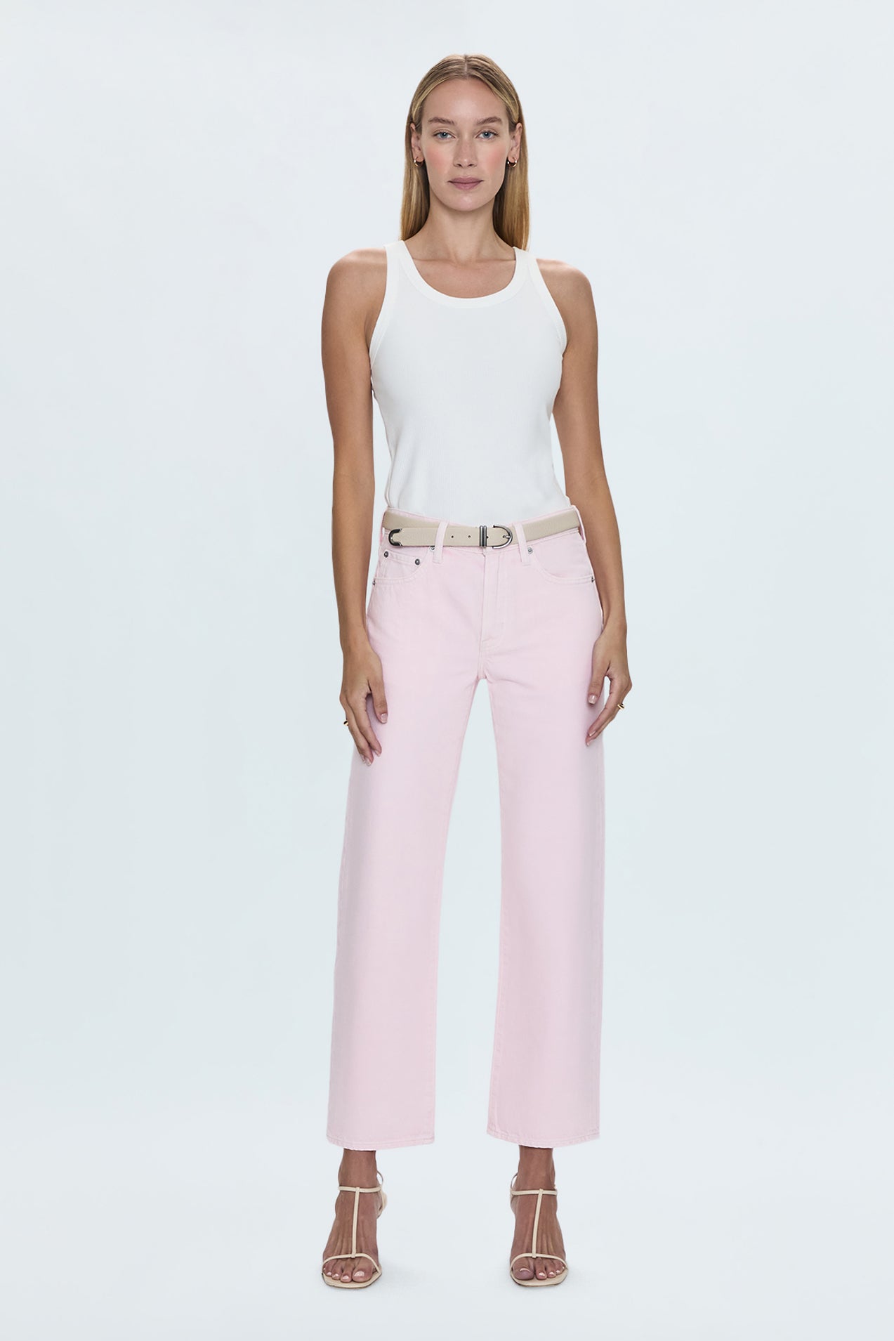 Lexi Mid Rise Bowed Straight Jean - Blush - Blush / 23