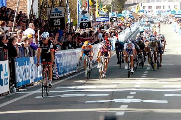 Haussler made it across the line just ahead of the guys sprinting behind