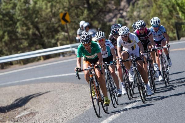 A break gets off the front of the women's race.