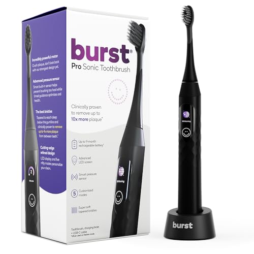Amazon.com: Burst Pro Sonic Advanced Electric Toothbrush for Adults (black) | Soft Bristles | 33,000 Vibrations | Long-Lasting Battery and Multiple Brushing Modes : Health & Household