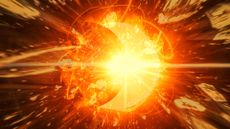 solar eclipse April 2023: 3d illustration of sun exploding in science concept.