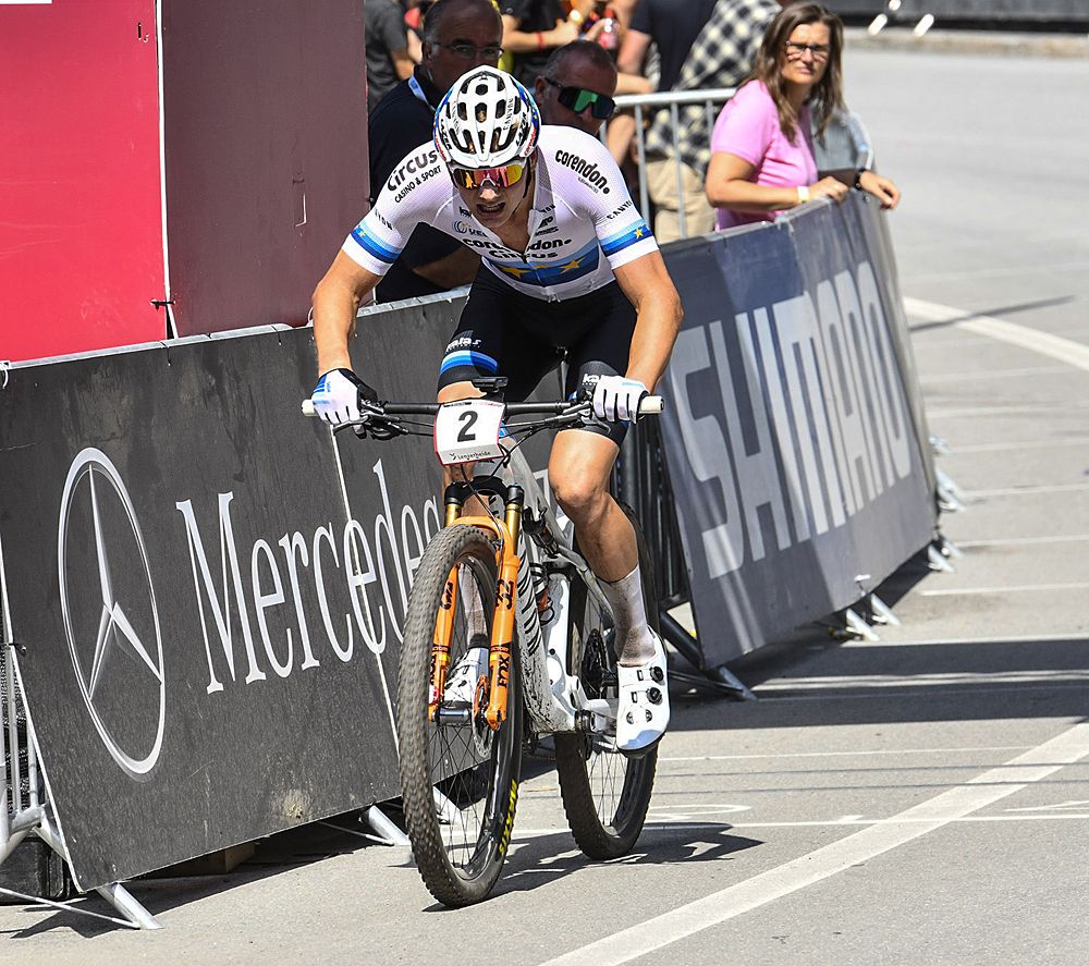 Mathieu van der Poel (Corendon-Circus) attacks just before starting the last lap