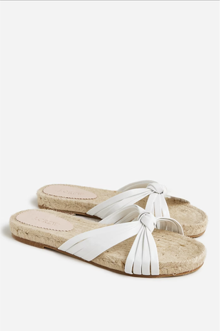 Made-In-Spain Knotted Espadrille Slides in Leather